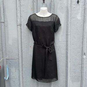Brooks Brothers Black Silk Tie waist Shift dress, size 12